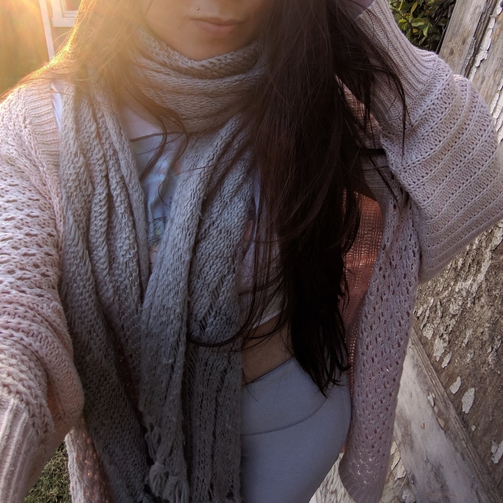 Long Grey Knit Scarf